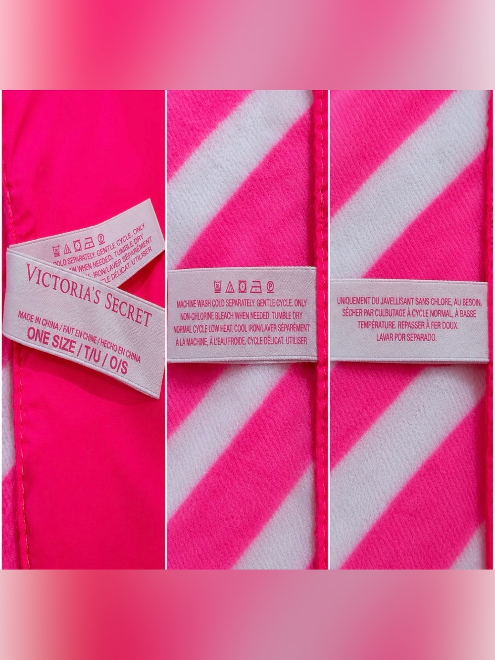 Victoria's Secret Summer Sunset Roll Up Beach Blanket Mat Pink Striped 48x56 VS - Picture 9 of 9